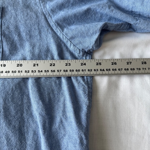 Haggar Men's LINEN Blend Chambray Short Sleeve Button Up Shirt Blue Size X-Large - Picture 10 of 13